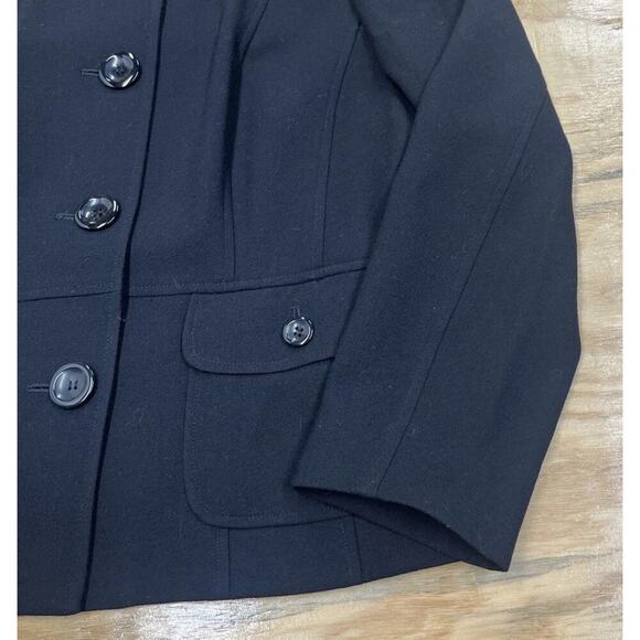 Vtg Talbots Women’s Blazer Sz 14P Black Wool Jacket Career Work Professional - Picture 3 of 10